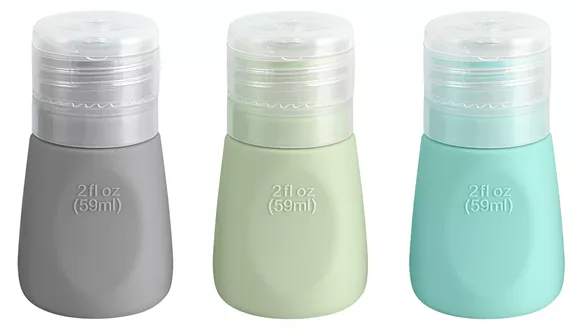 Kosmetikflaschen 3er Set assortiert grau aqua mint